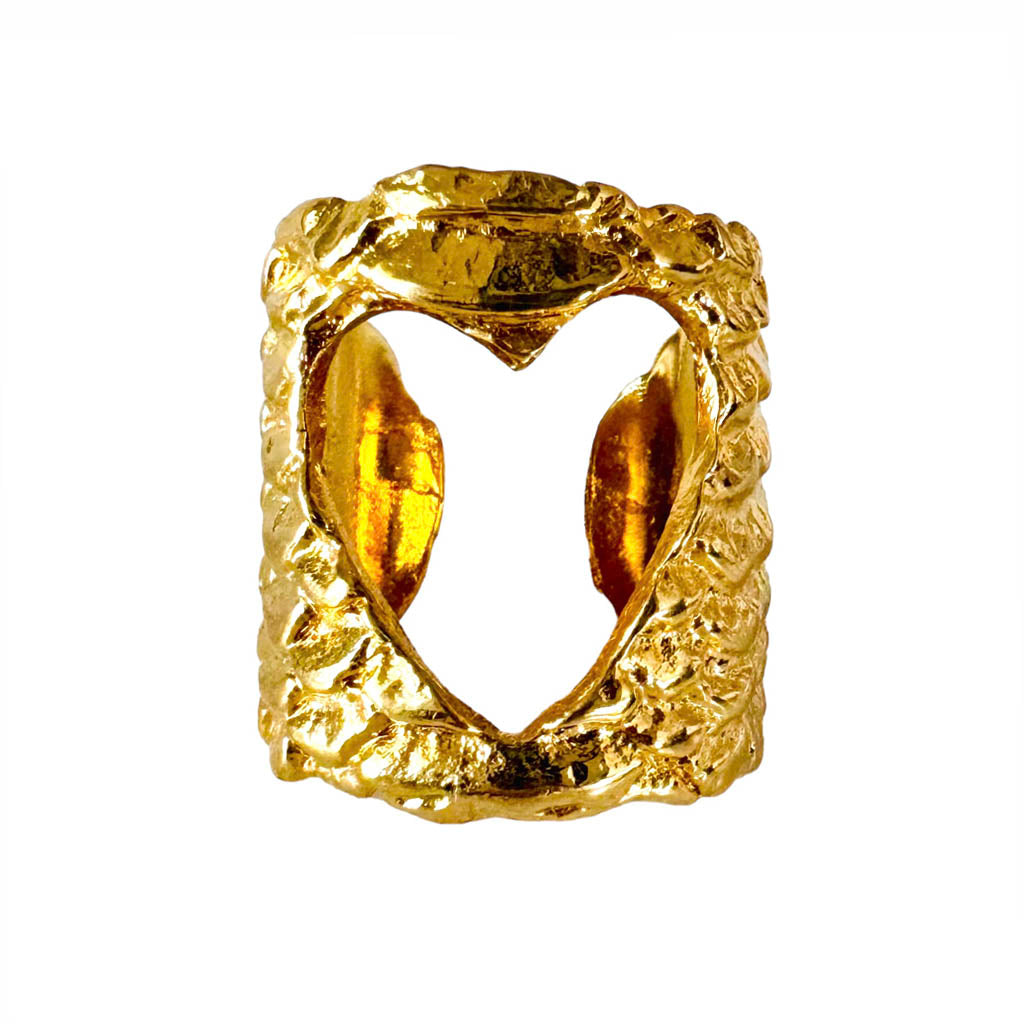 Open Heart Cuff Ring | Brass Gold