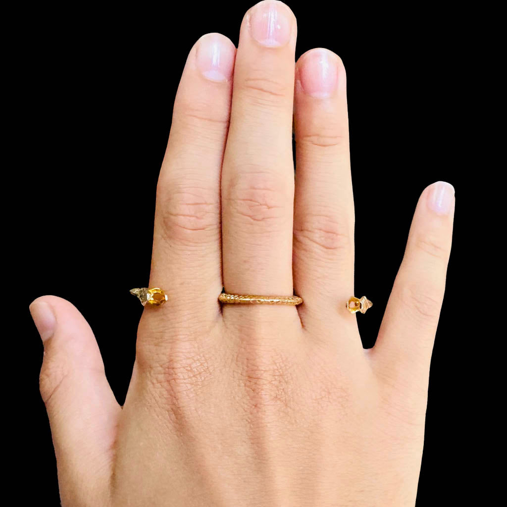 AKI ROC JEWELRY - Three Finger Snake Ring | Brass Gold, buy at DOORS NYC