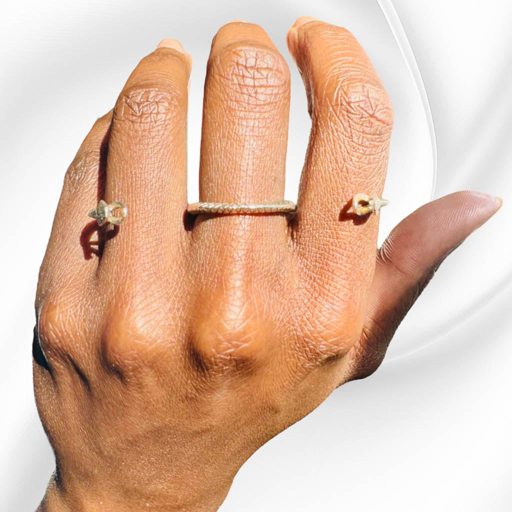 AKI ROC JEWELRY - Three Finger Snake Ring | Brass Gold, buy at DOORS NYC