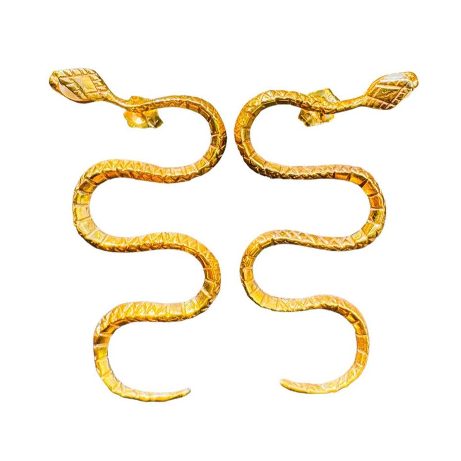 Maya Snake Earrings | Brass Gold