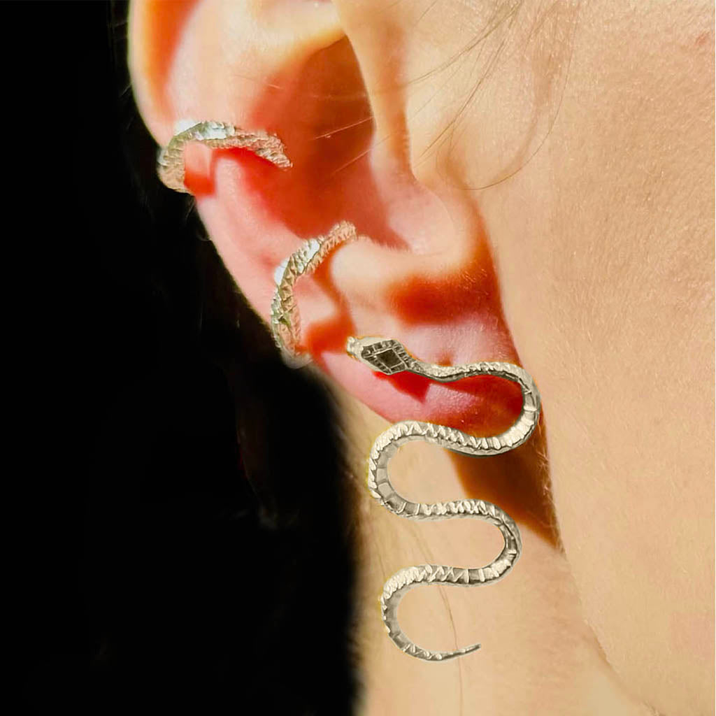 AKI ROC JEWELRY - Maya Snake Earrings | Sterling Silver, buy at DOORS NYC