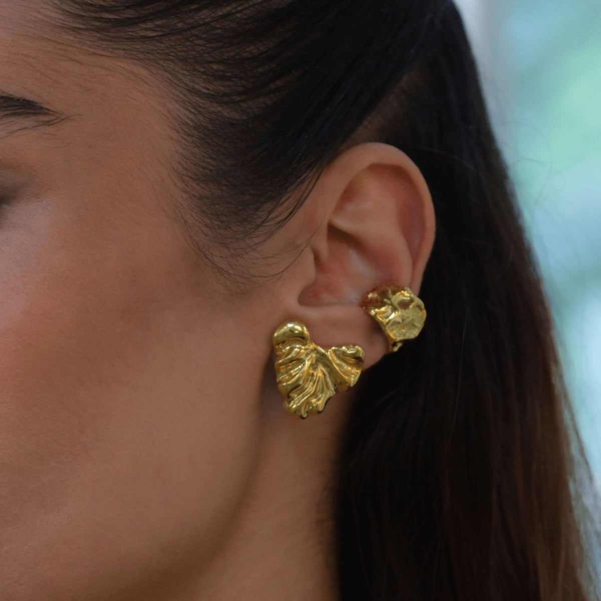 LINYA JEWELRY - Amorphous Cartilage Earrings Gold, buy at DOORS NYC