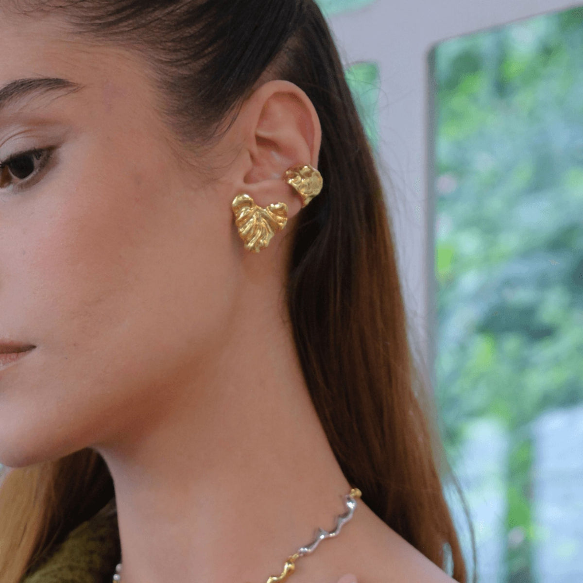 LINYA JEWELRY - Amorphous Cartilage Earrings Gold, buy at DOORS NYC