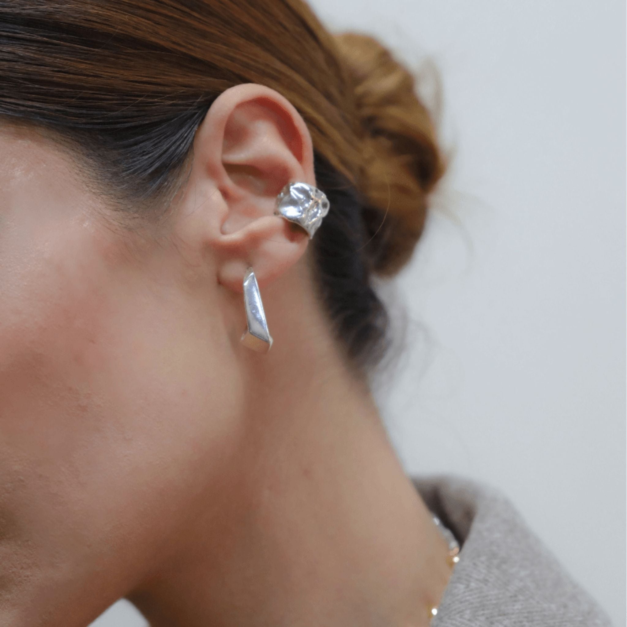 LINYA JEWELRY -Amorphous Cartilage Earrings Silver, buy at DOORS NYC