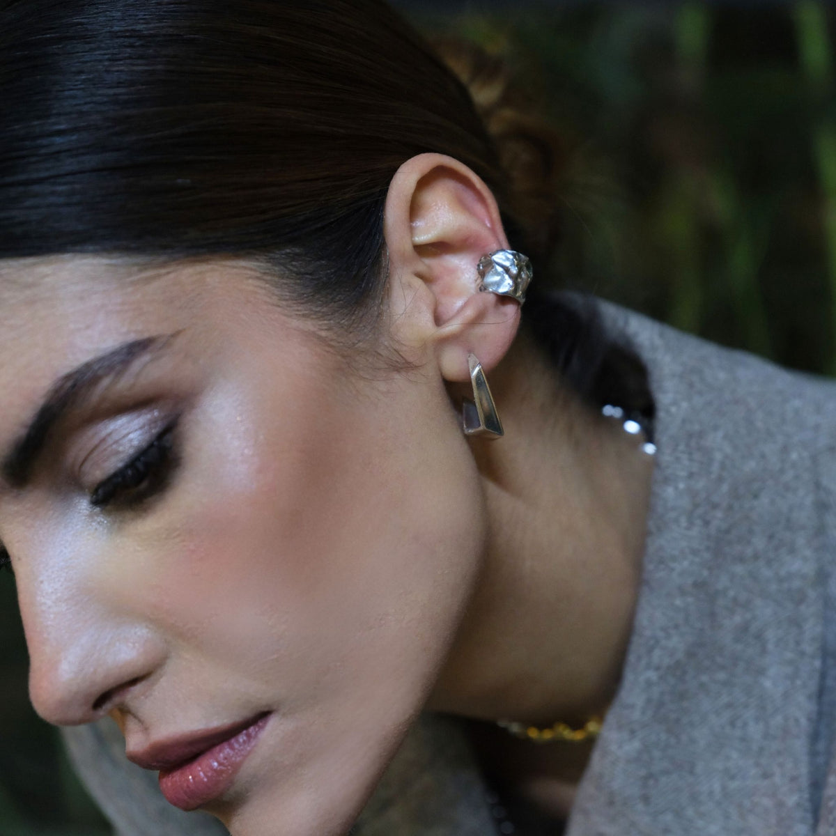 LINYA JEWELRY -Amorphous Cartilage Earrings Silver, buy at DOORS NYC