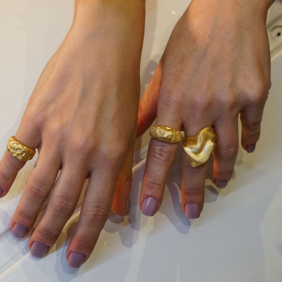 LINYA JEWELRY - Amorphous Matte Gold Oval Ring, buy at DOORS NYC
