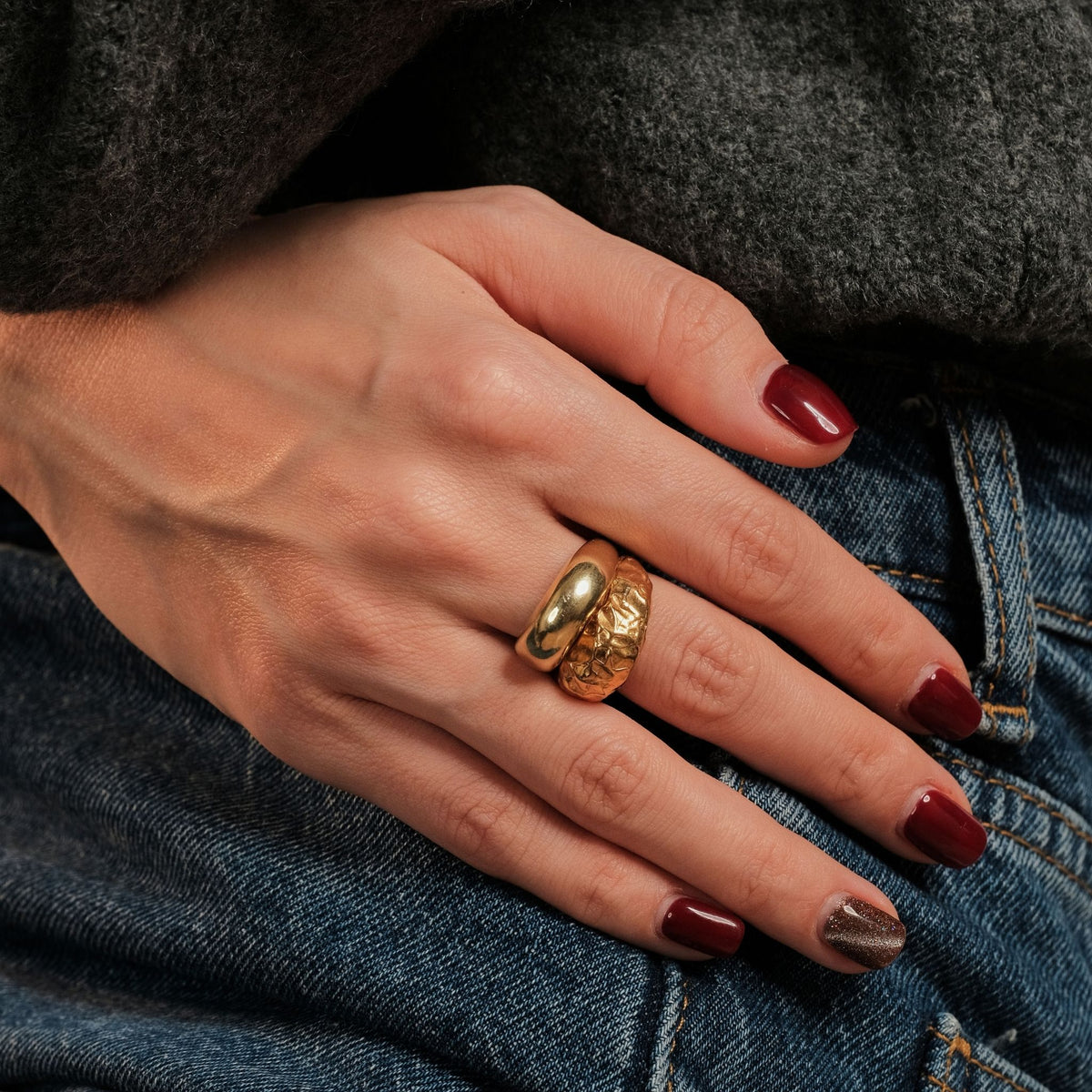 LINYA JEWELRY - Amorphous Shiny Gold Oval Signet Ring, buy at DOORS NYC