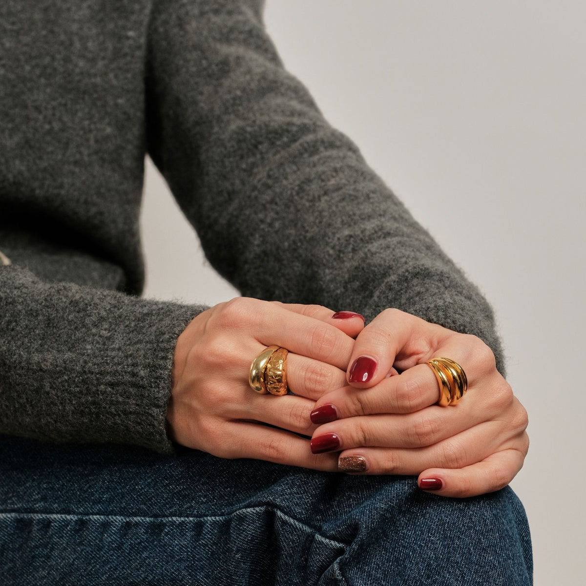 LINYA JEWELRY - Amorphous Shiny Gold Oval Signet Ring, buy at DOORS NYC