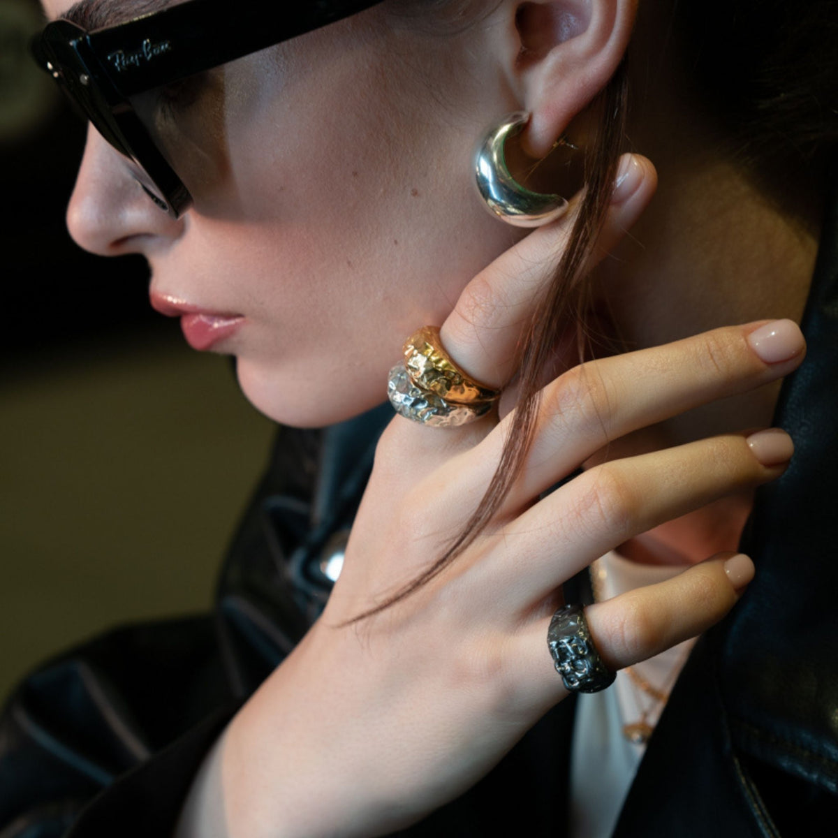 LINYA JEWELRY - Amorphous Shiny Silver Oval Signet Ring, buy at DOORS NYC