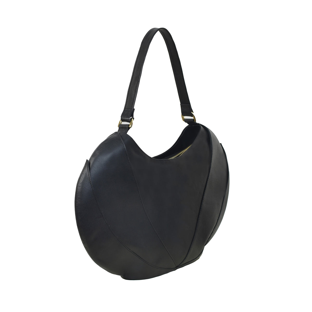 Angled view, Etherea Hobo Black designed by Made in Neptune