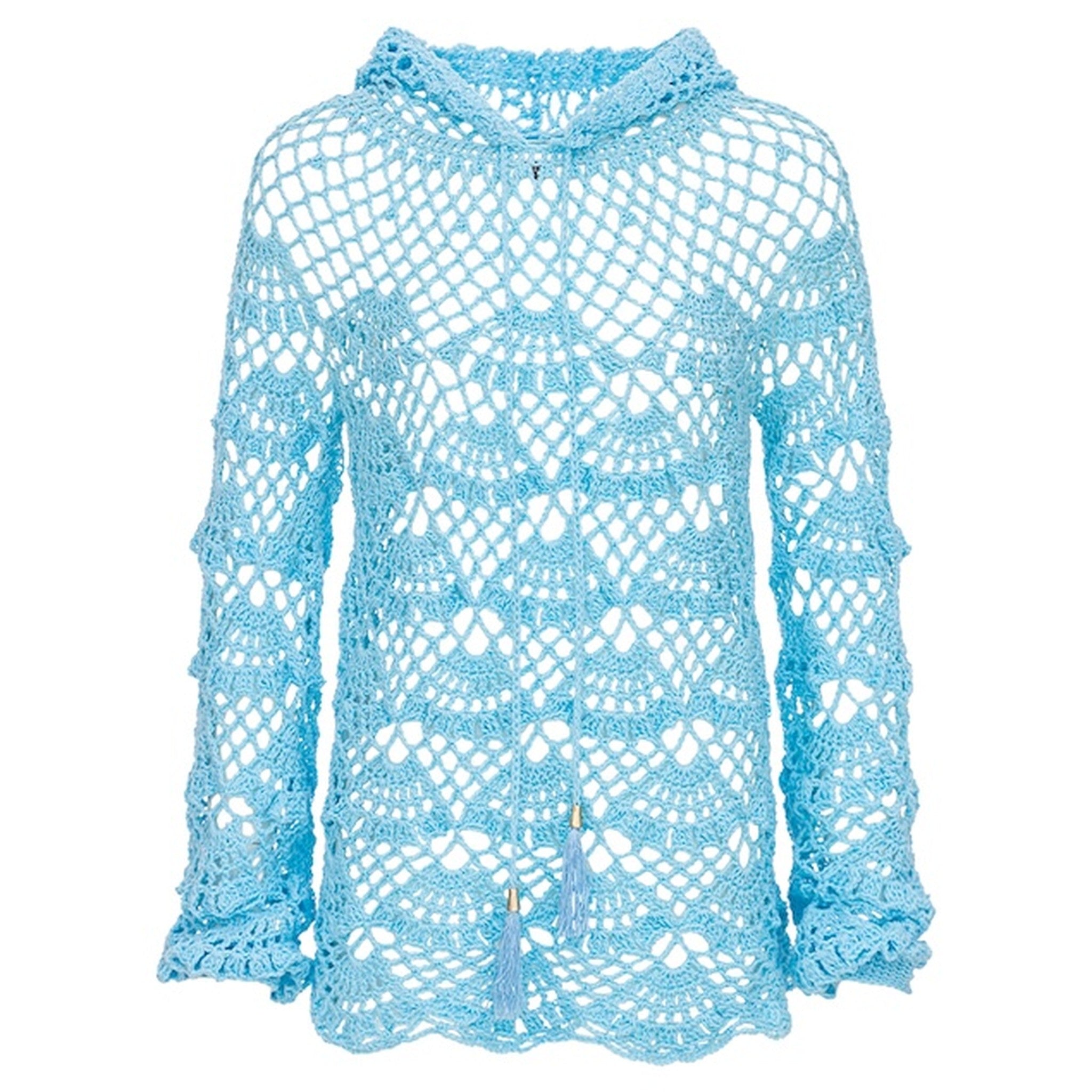 ANDREEVA - Aqua Marine Handmade Crochet Hoodie | DOORS NYC