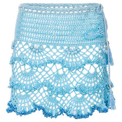 ANDREEVA - Aqua Marine Handmade Mini Crochet Skirt | DOORS NYC