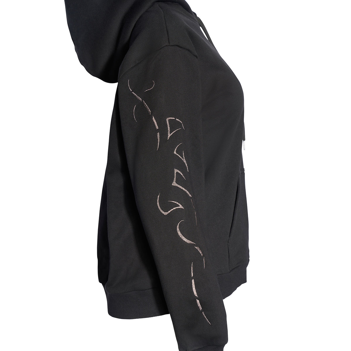 Black Oversized Hoodie with Metallic Virgo Embroidery