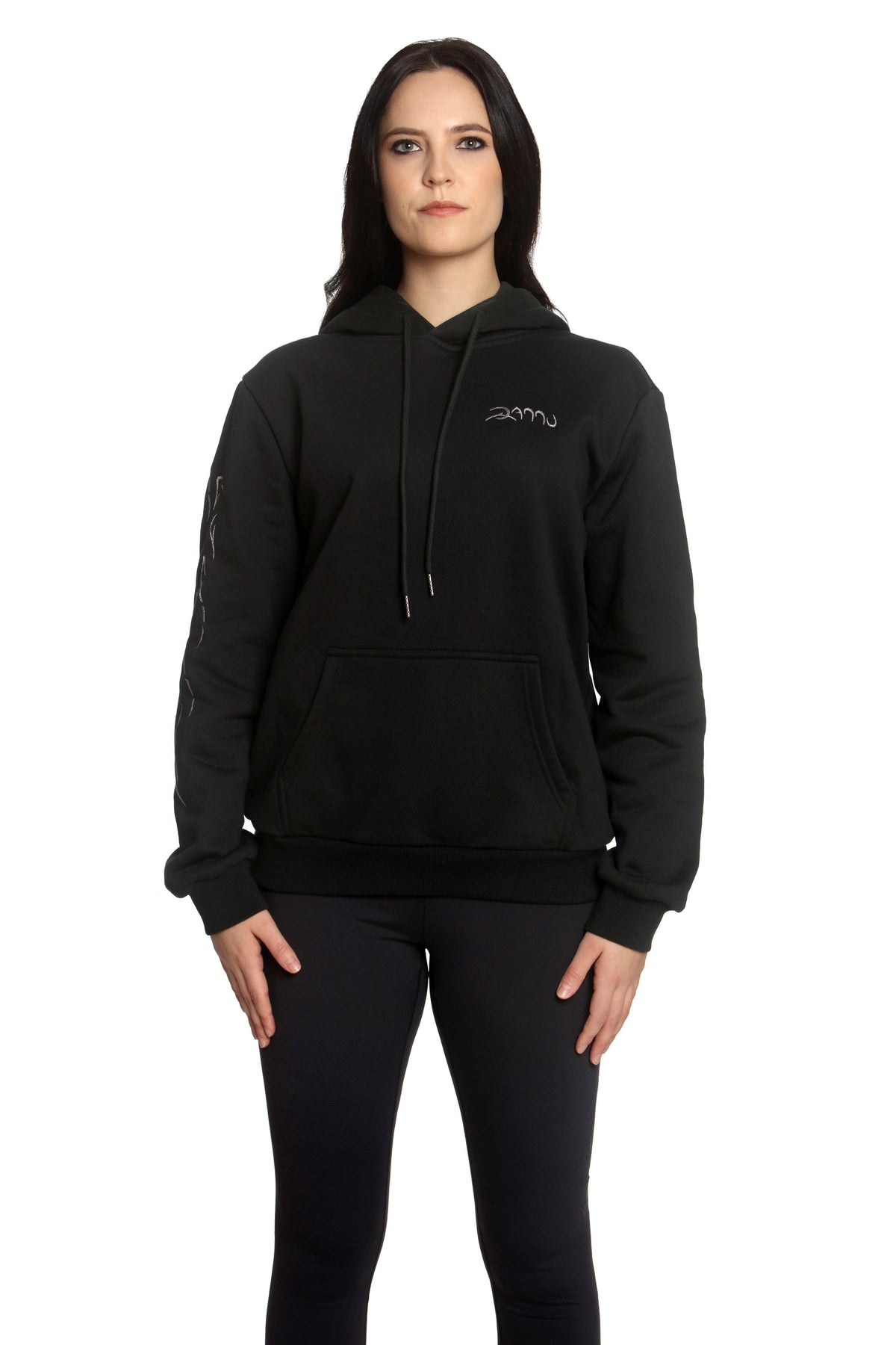 Black Oversized Hoodie with Metallic Virgo Embroidery