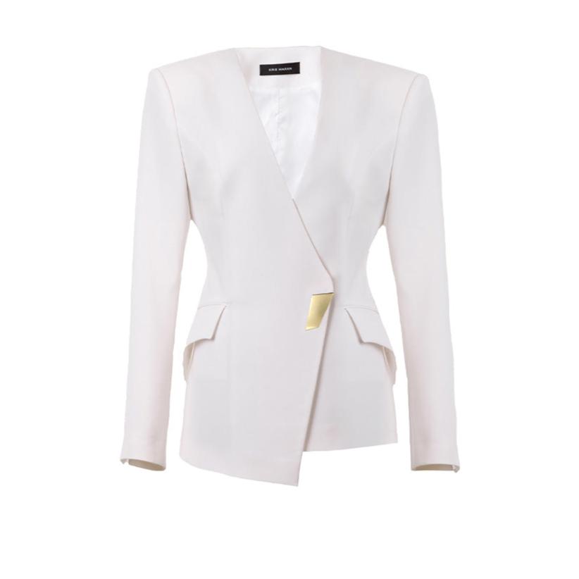 KRIS MARAN - Assymetrical Blazer With Signature Buttonr buy at DOORS NYC