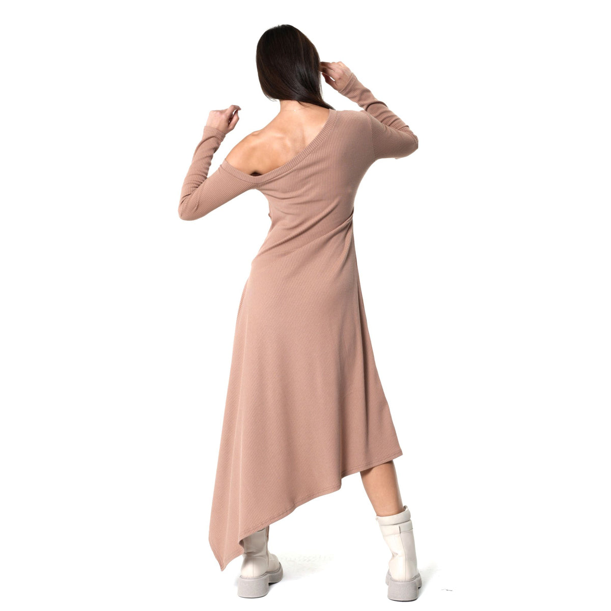 METAMORPHOZA - Asymmetric Dress | Beige, buy at DOORS NYC L METAMORPHOZA - Asymmetric Dress | Beige, buy at DOORS NYC L