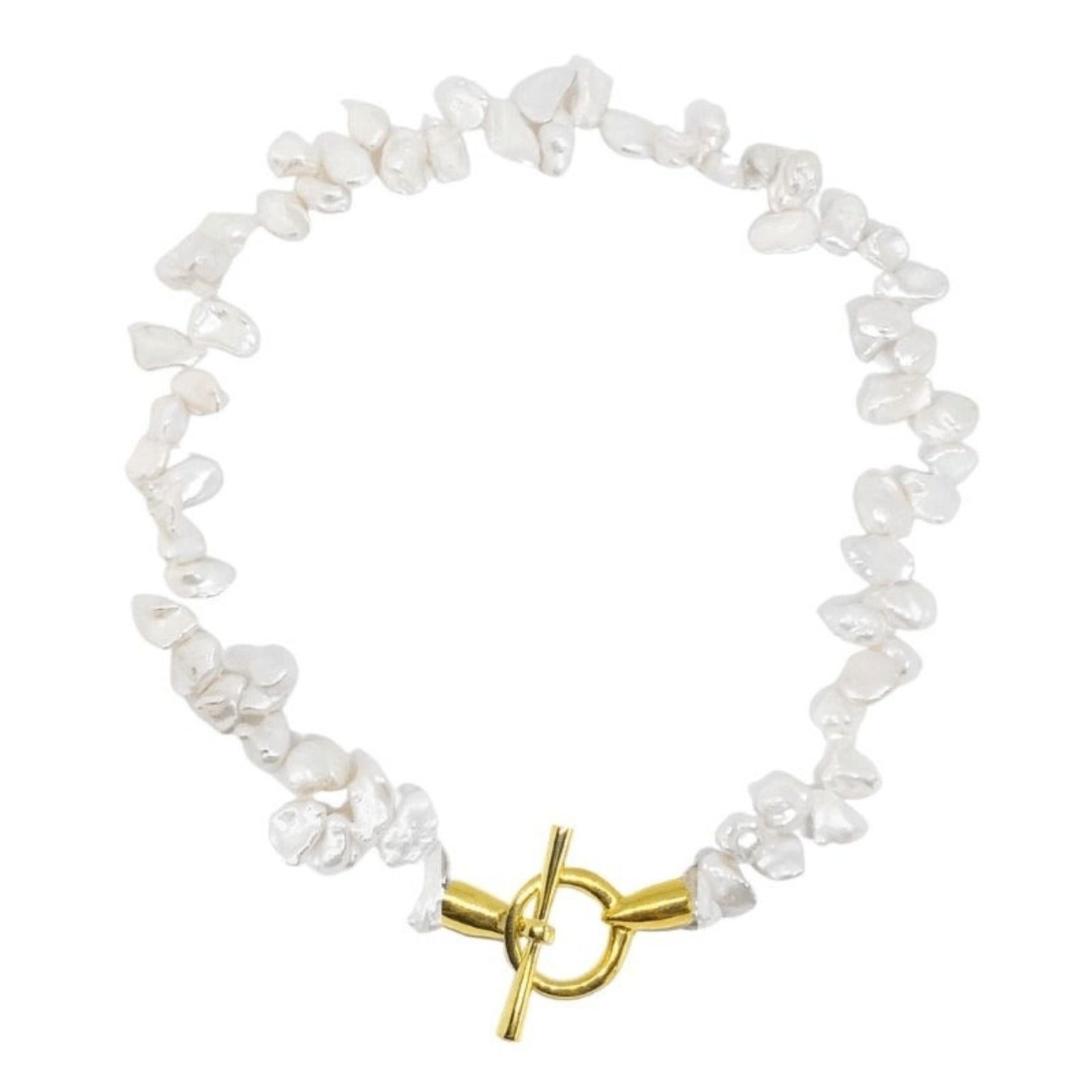 LINYA JEWELRY - Asymmetrical Pearl Necklace | Gold, buy at DOORS NYC