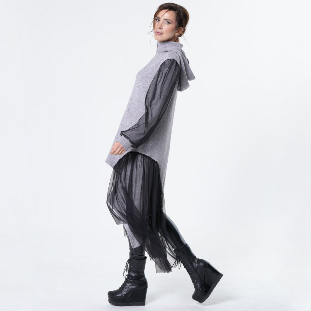 Avant-Garde Tulle Sleeves Cardigan