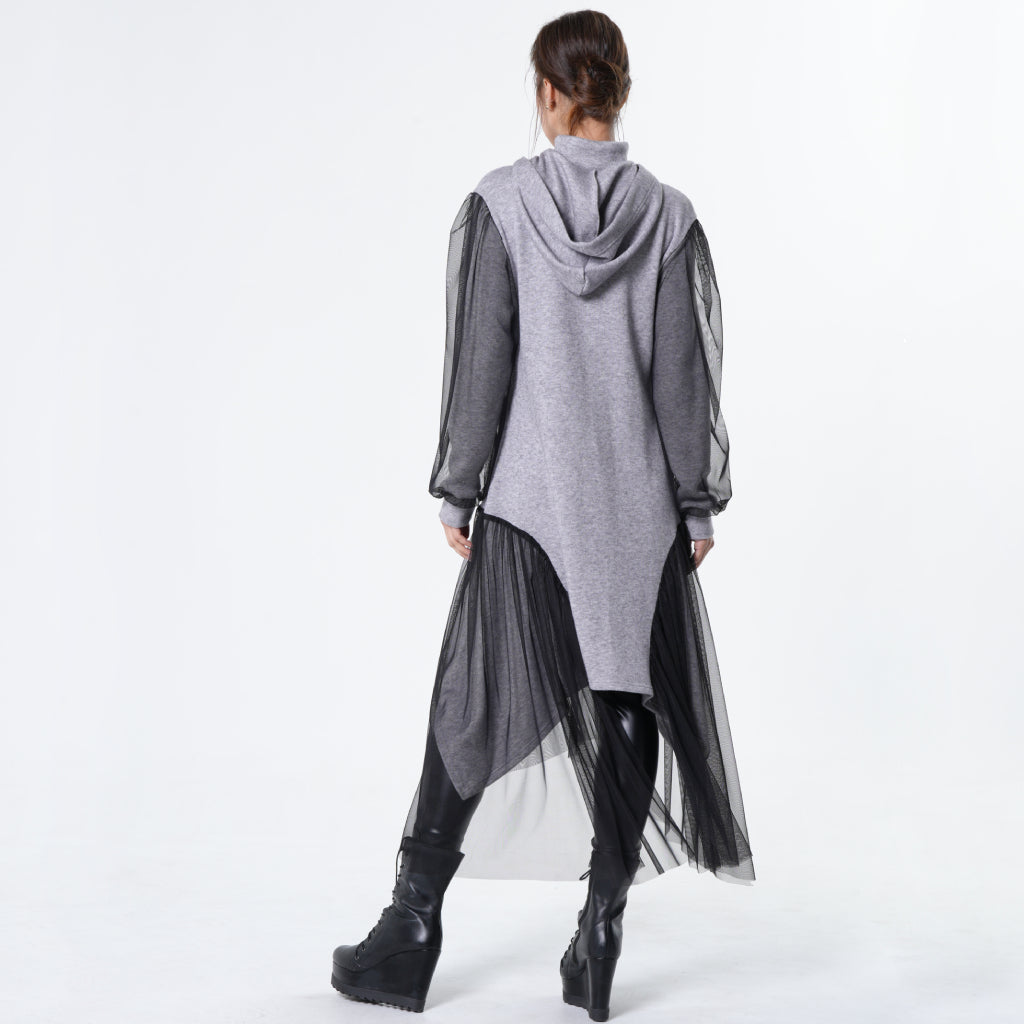 Avant-Garde Tulle Sleeves Cardigan