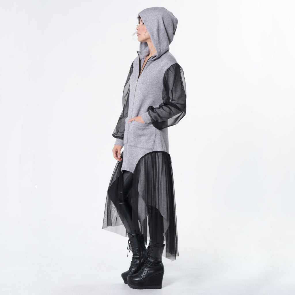 Avant-Garde Tulle Sleeves Cardigan