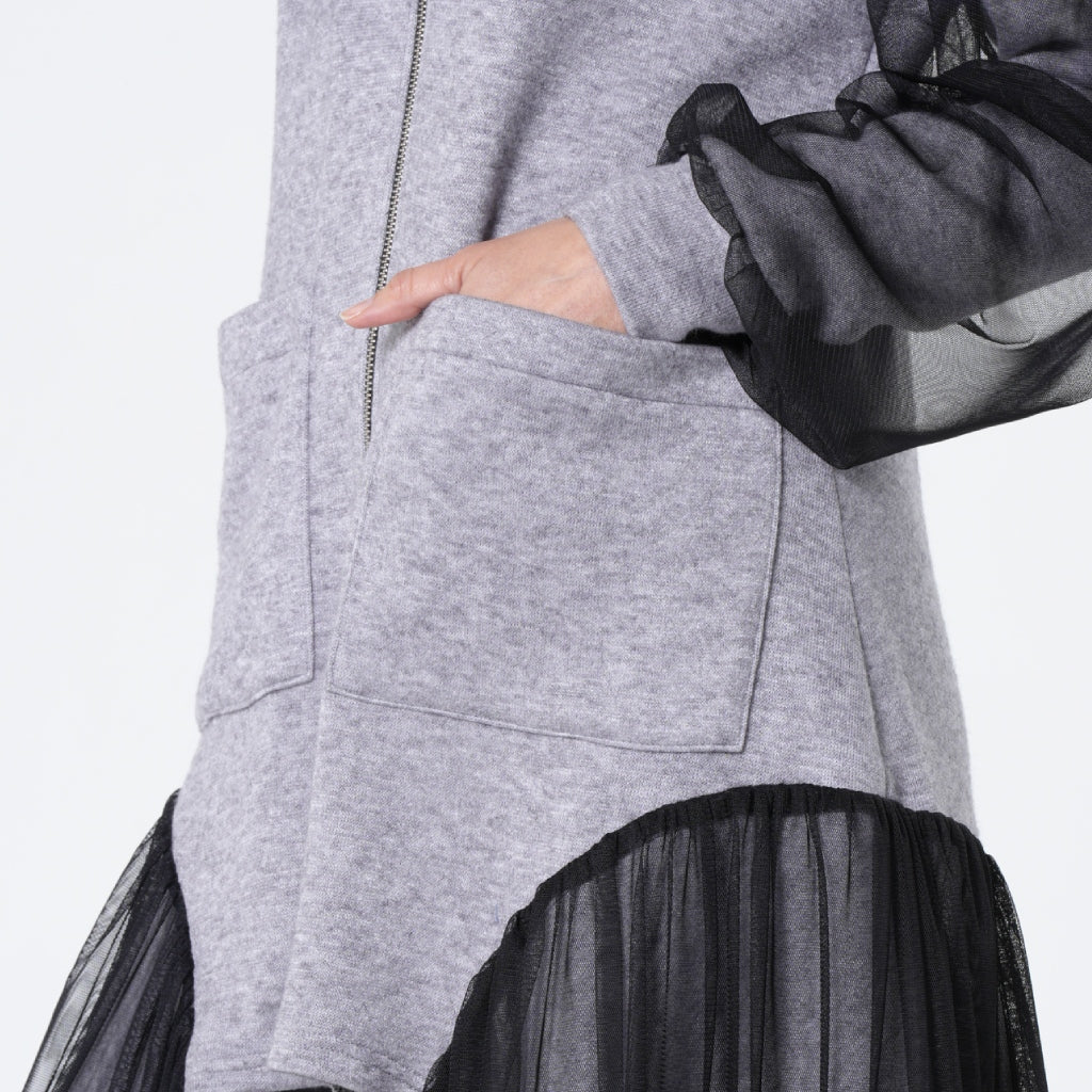Avant-Garde Tulle Sleeves Cardigan