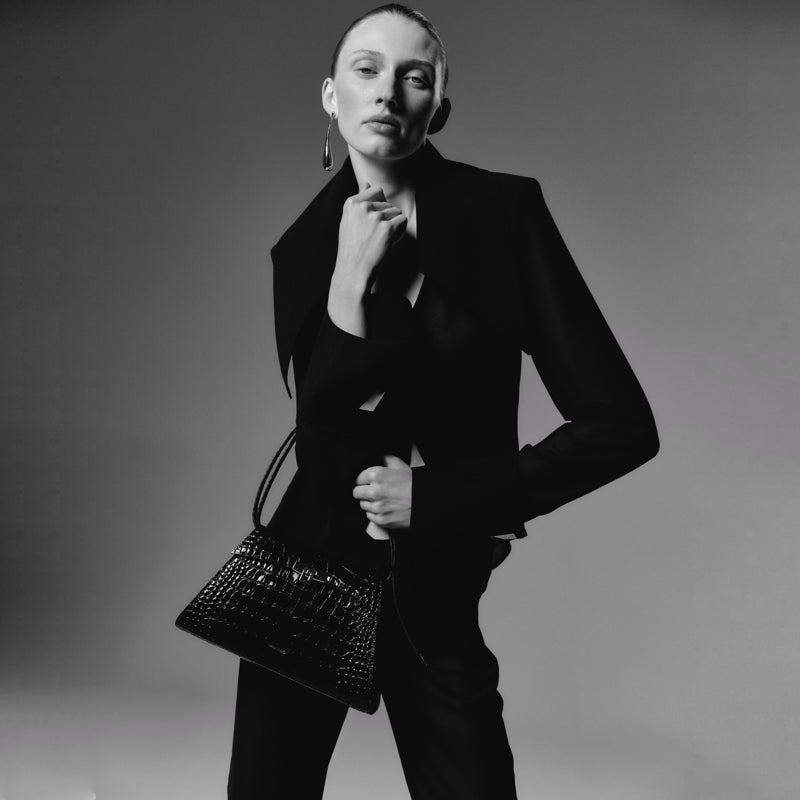 VIKELE STUDIO - Stephanie Croco Bag | Black, buy at DOORS NYC