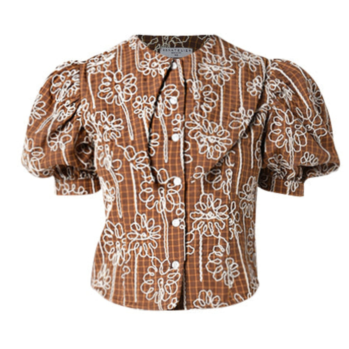 28NATELIER - Brown Embroidery Shirt, buy at DOORS NYC