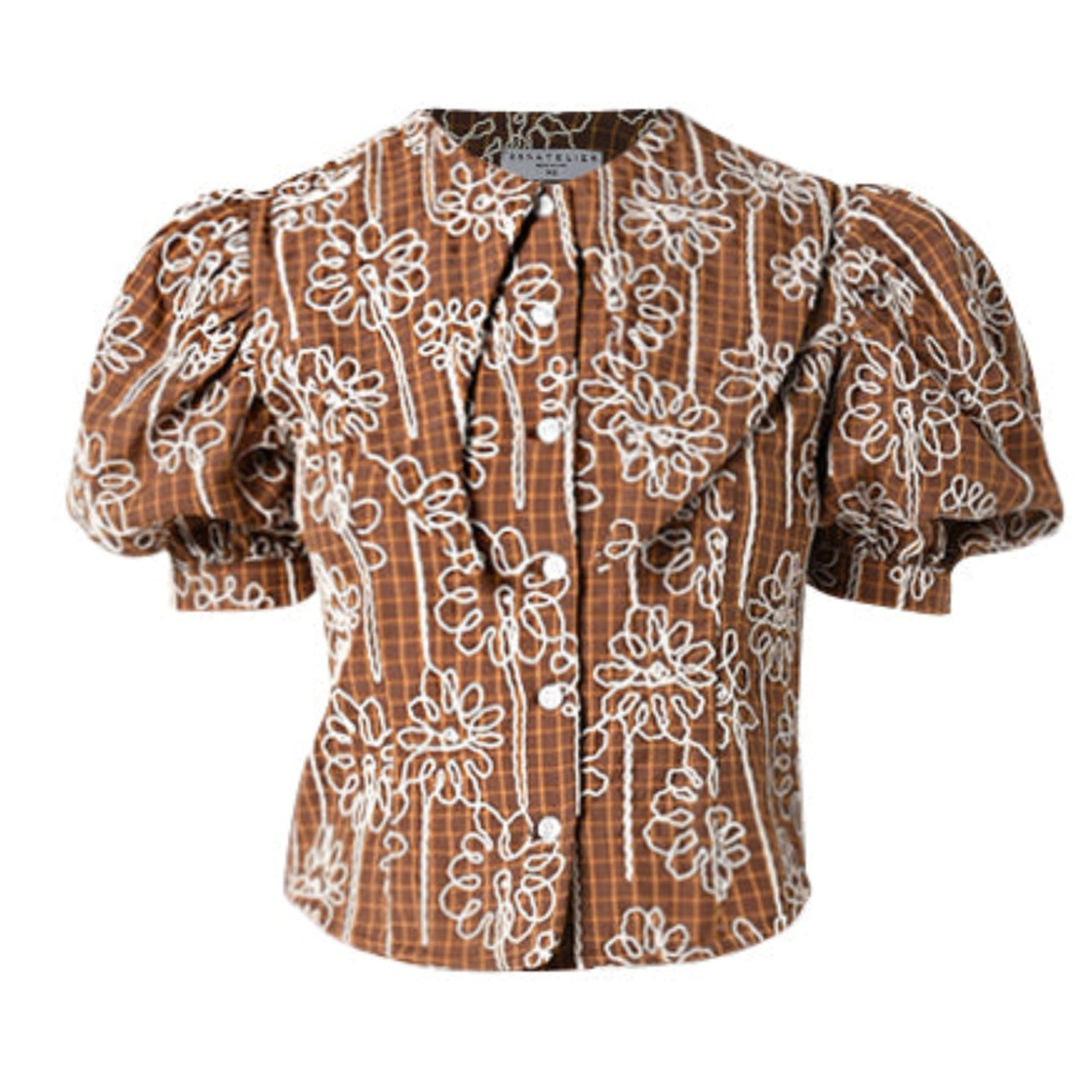 28NATELIER - Brown Embroidery Shirt, buy at DOORS NYC