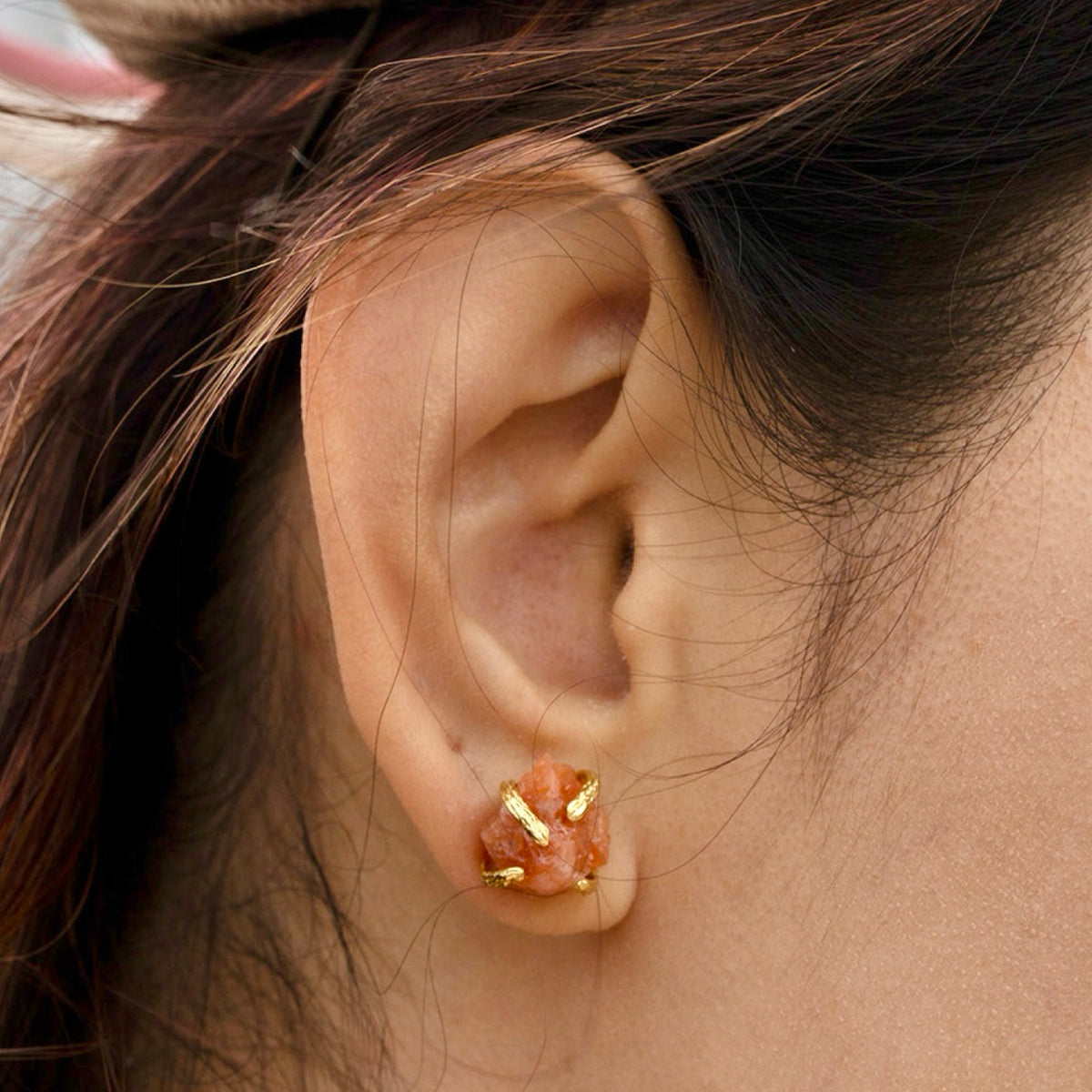 Elemental Birth Natural Sunstones Stud Earrings