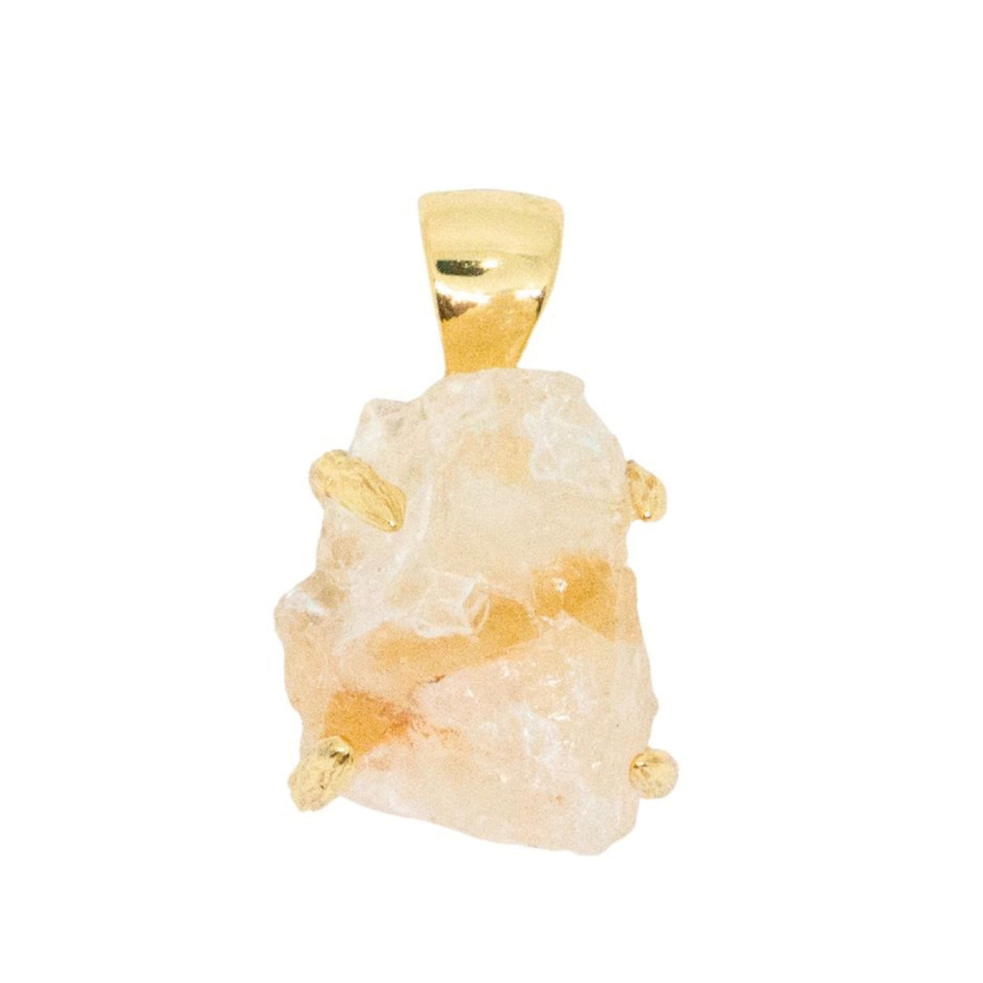 Gold pendant with a natural stone design on a white background