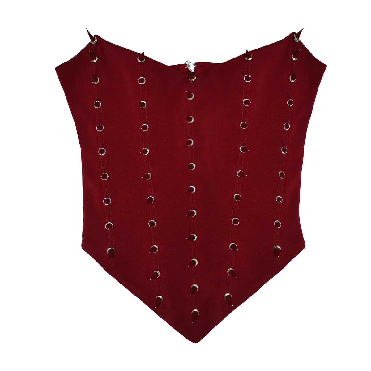 28NATELIER - Burgundy Spikes Corset, PR Sample at DOORS NYC PR showroom