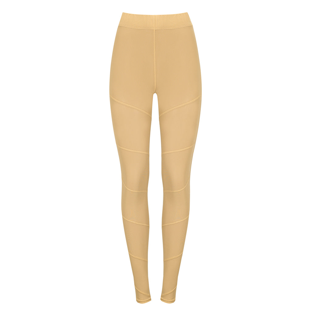 MASHAT - Beige Mesh Spiral Leggings, buy at DOORS NYC