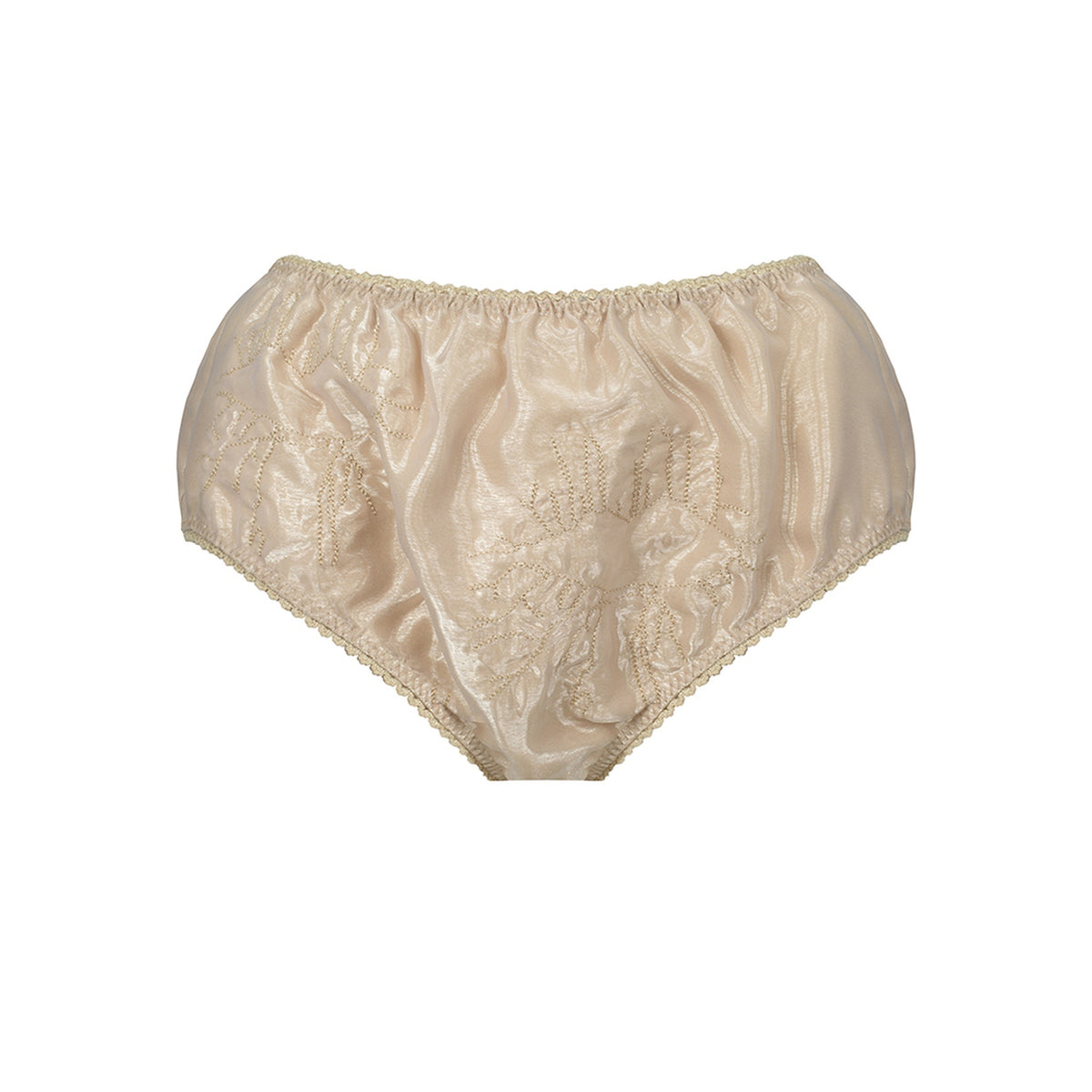 Beige padded organza micro shorts with quilted lips by MASHAT