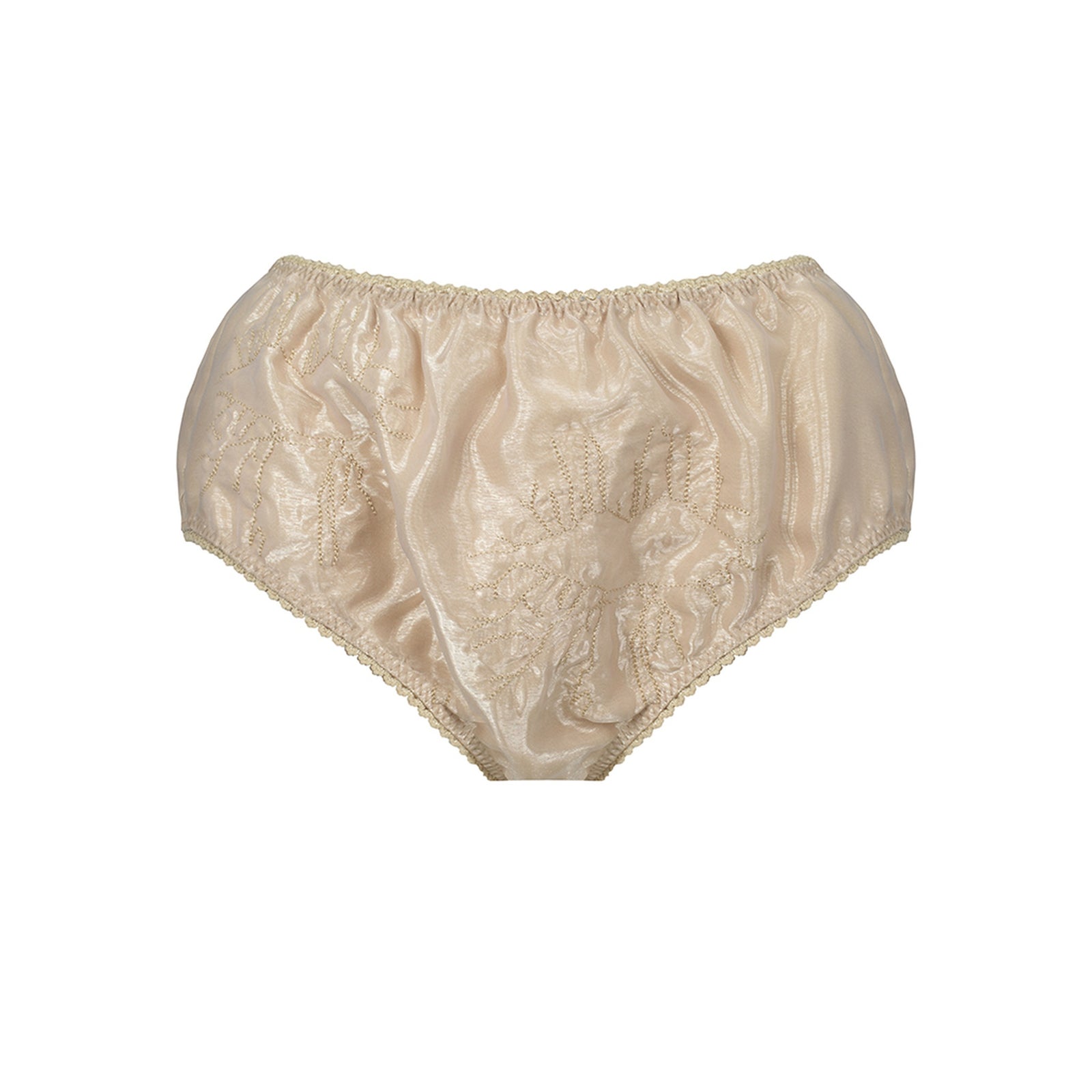 Beige padded organza micro shorts with quilted lips by MASHAT
