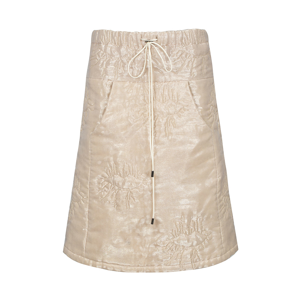 Beige Organza Trapeze Skirt