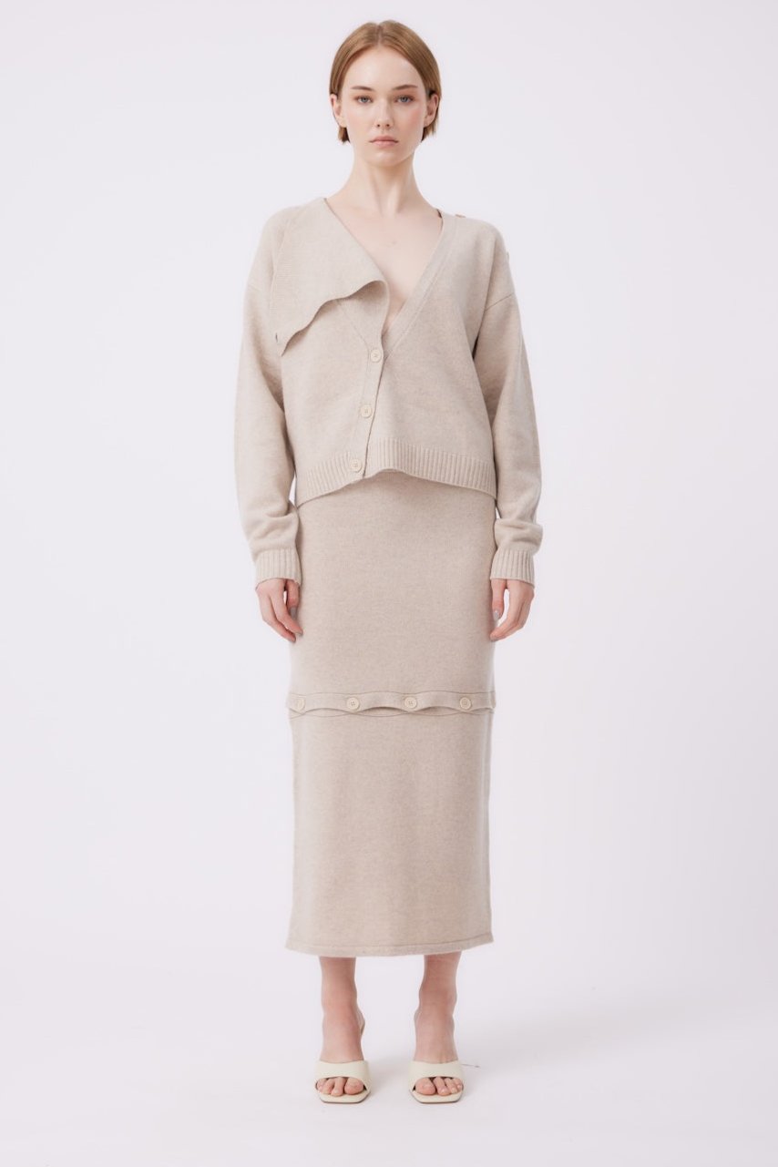 MNK ATELIER - Knit Cardigan | Beige, buy at DOORS NYC
