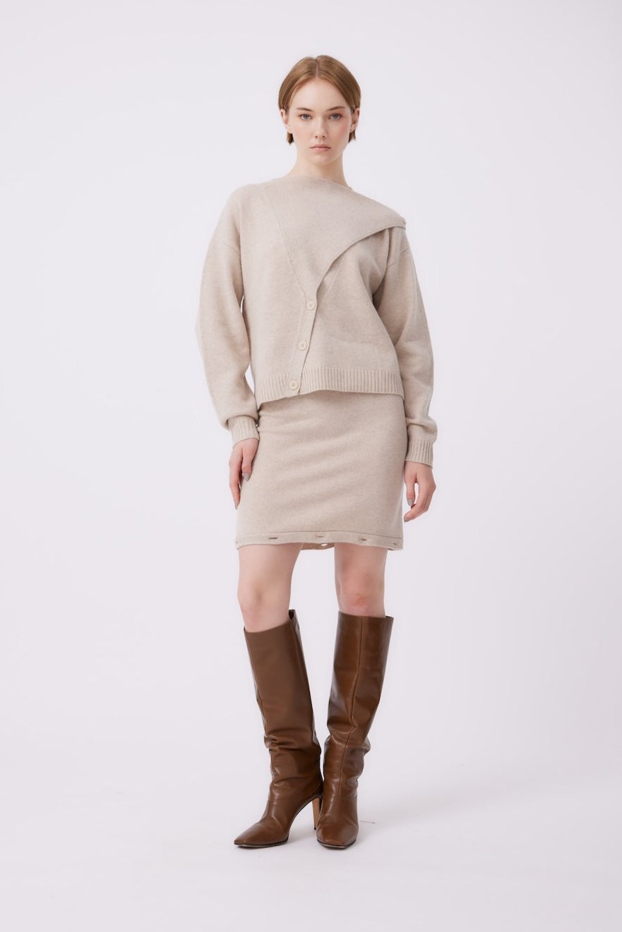 MNK ATELIER - Knit Cardigan | Beige, buy at DOORS NYC