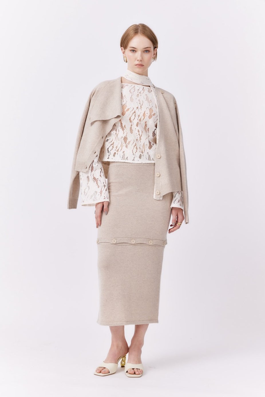 MNK ATELIER - Knit Cardigan | Beige, buy at DOORS NYC