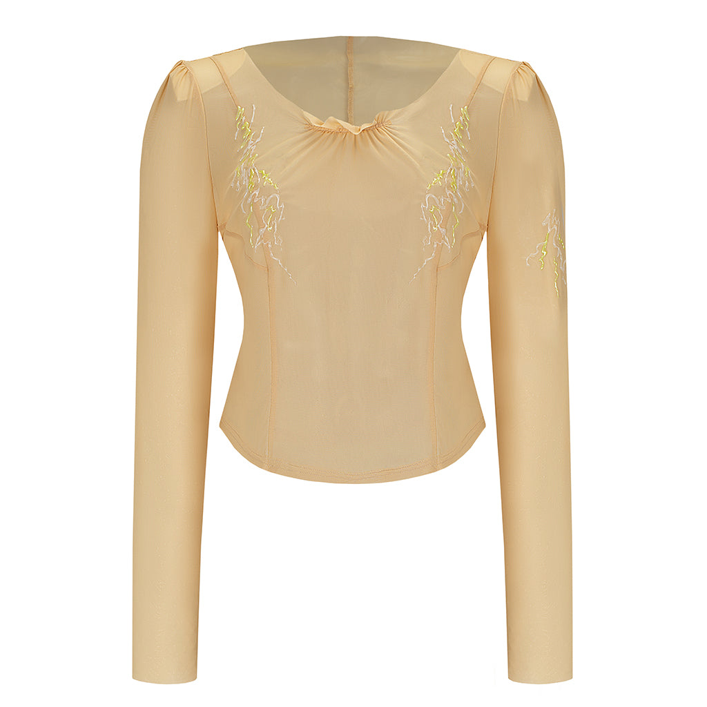 MASHAT - Beige Mesh Top, buy at DOORS NYC