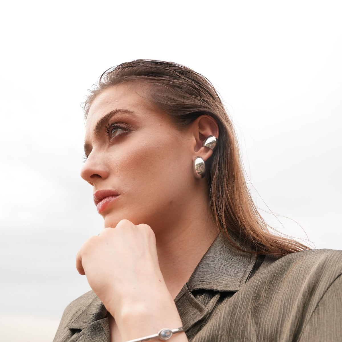 LINYA JEWELRY - Big Ear Cuff Silver, buy at DOORS NYC