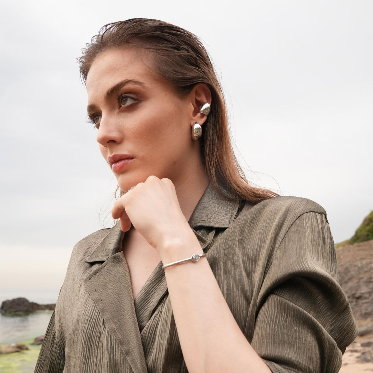 LINYA JEWELRY - Big Ear Cuff Silver, buy at DOORS NYC