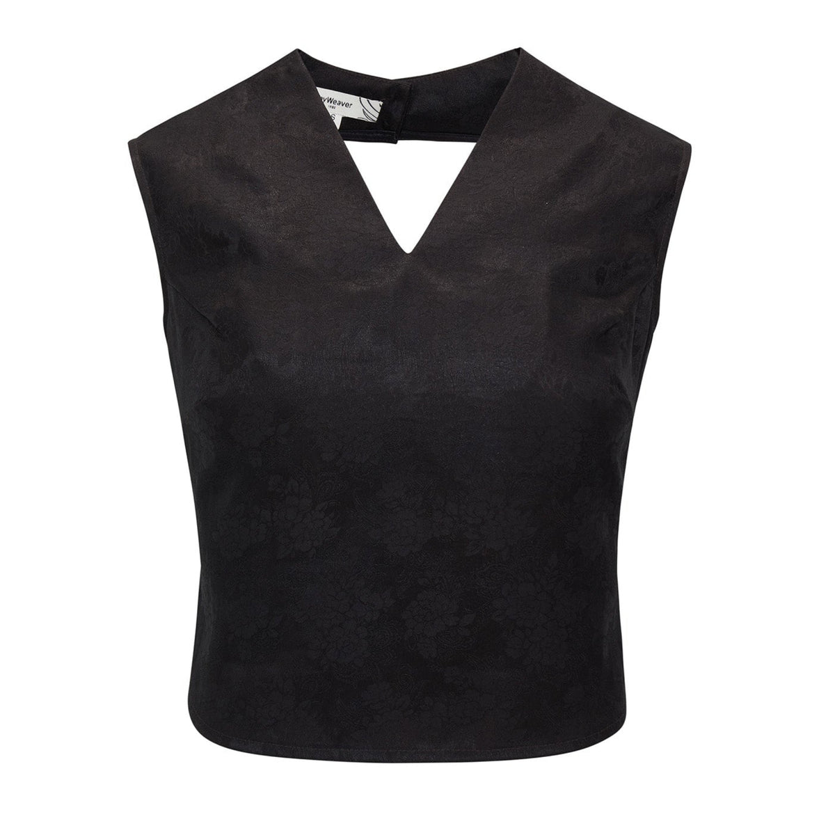 Black sleeveless top on a white background