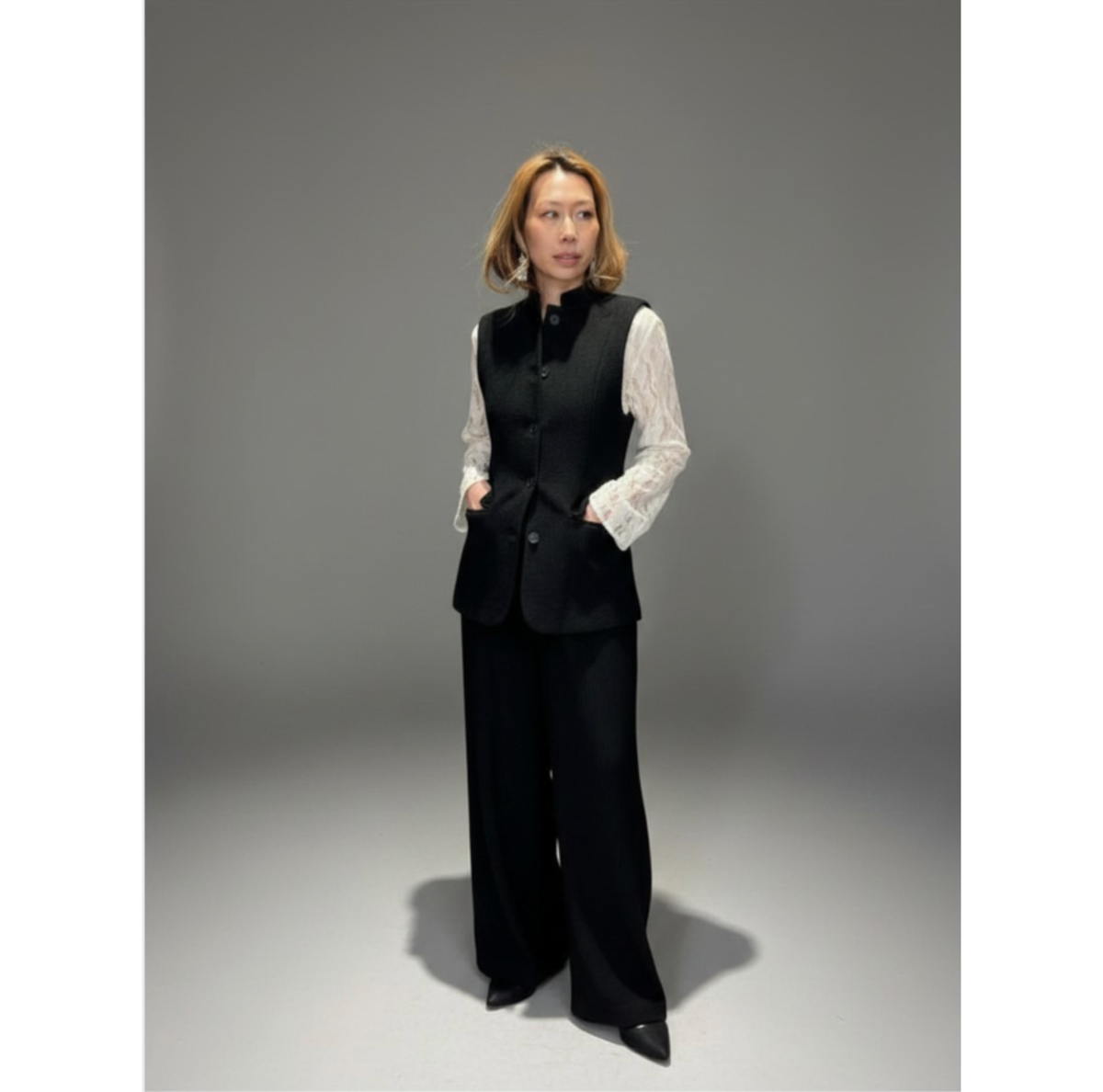 Black Bouclé Vest