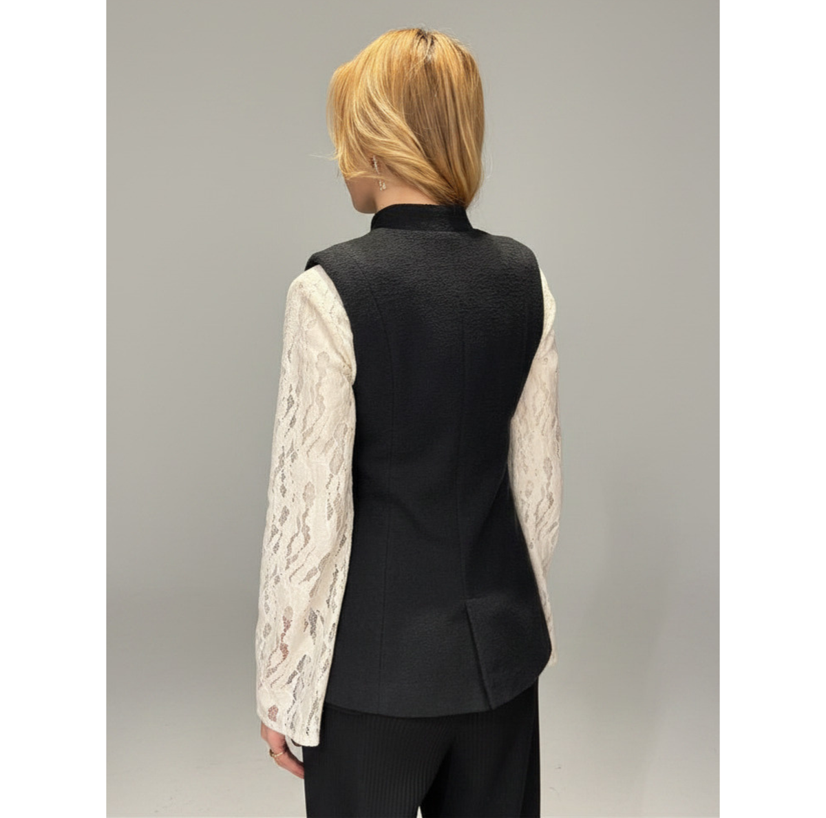 Black Bouclé Vest