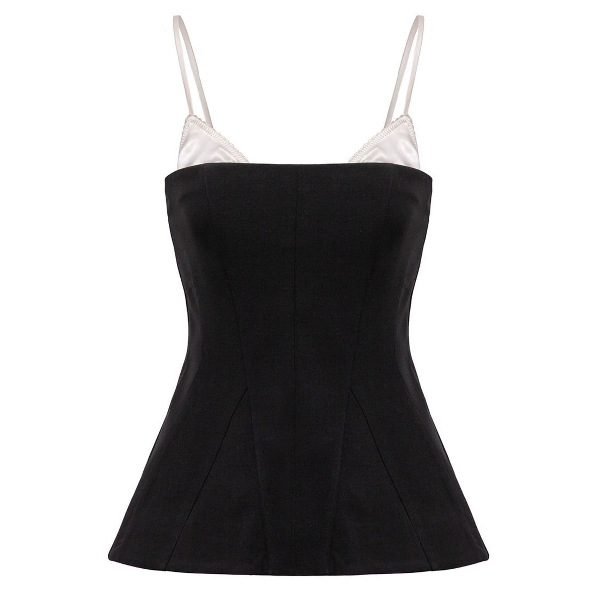 Black Bra Detailed Open Back Wool Corset