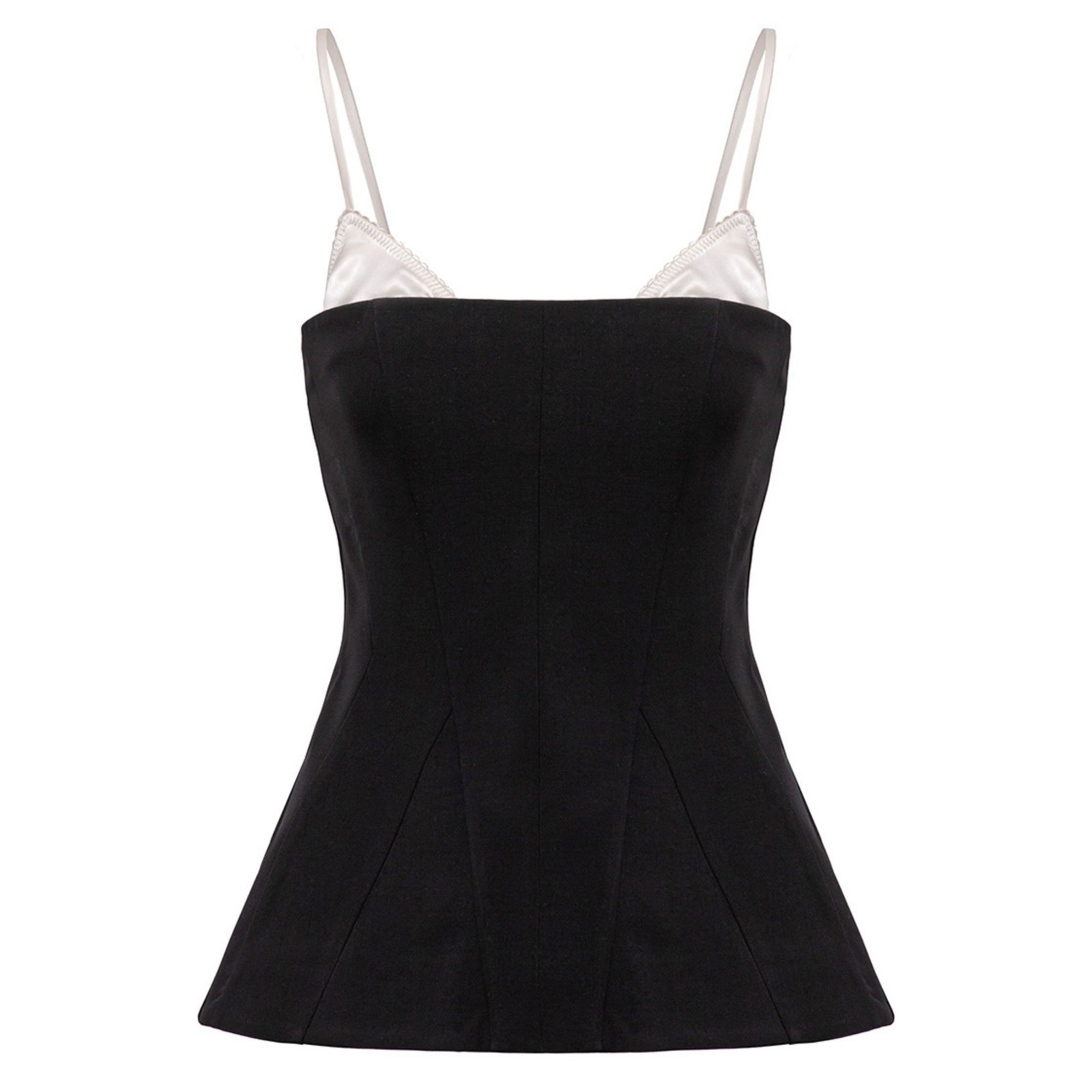 Black Bra Detailed Open Back Wool Corset