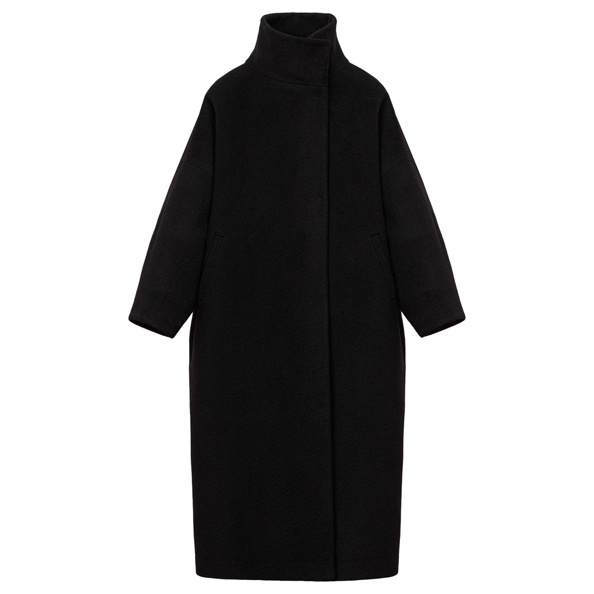 Black Stand Collar Oversize Coat