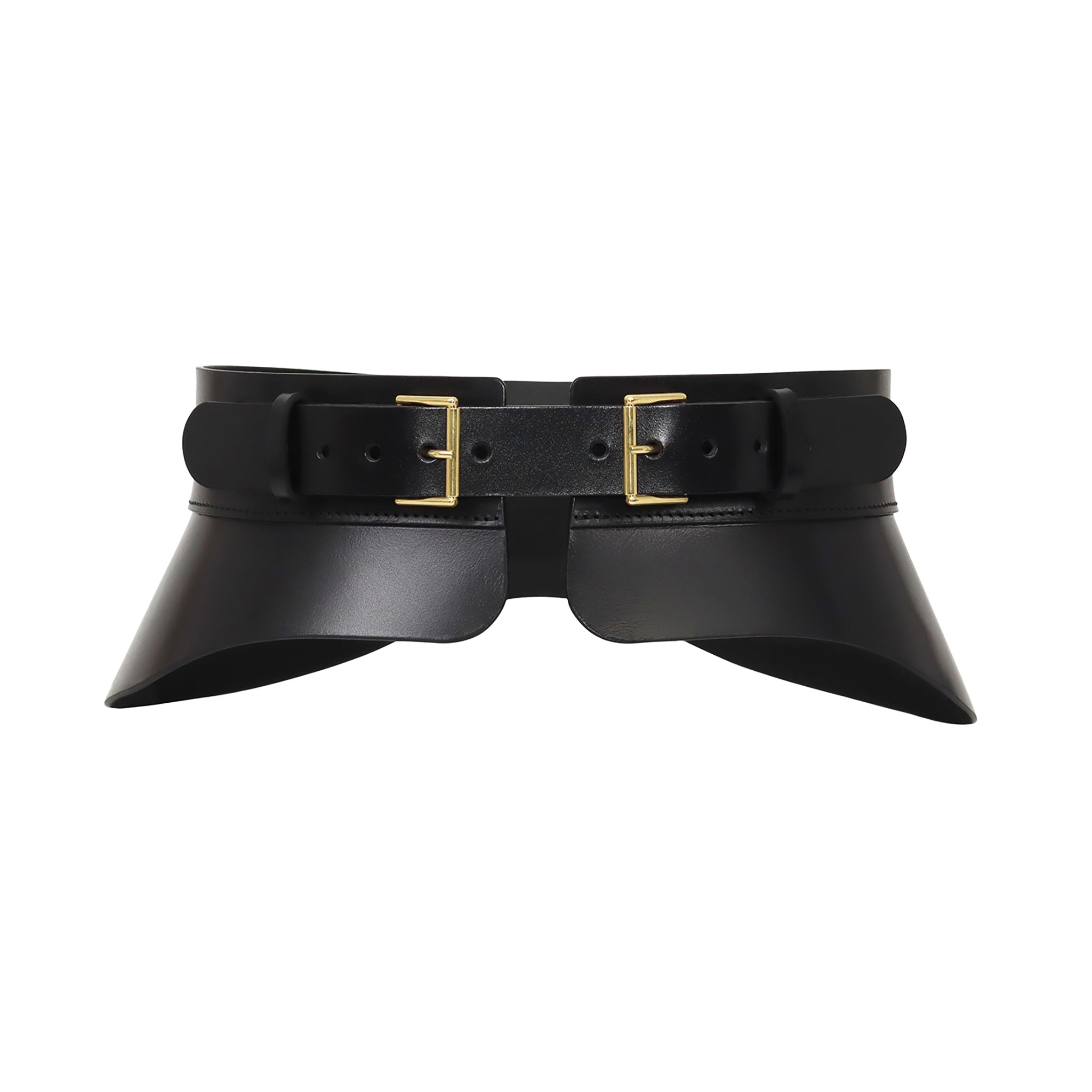 HAUTE CUIR - Black Crescent Peplum Belt, buy at DOORS NYC
