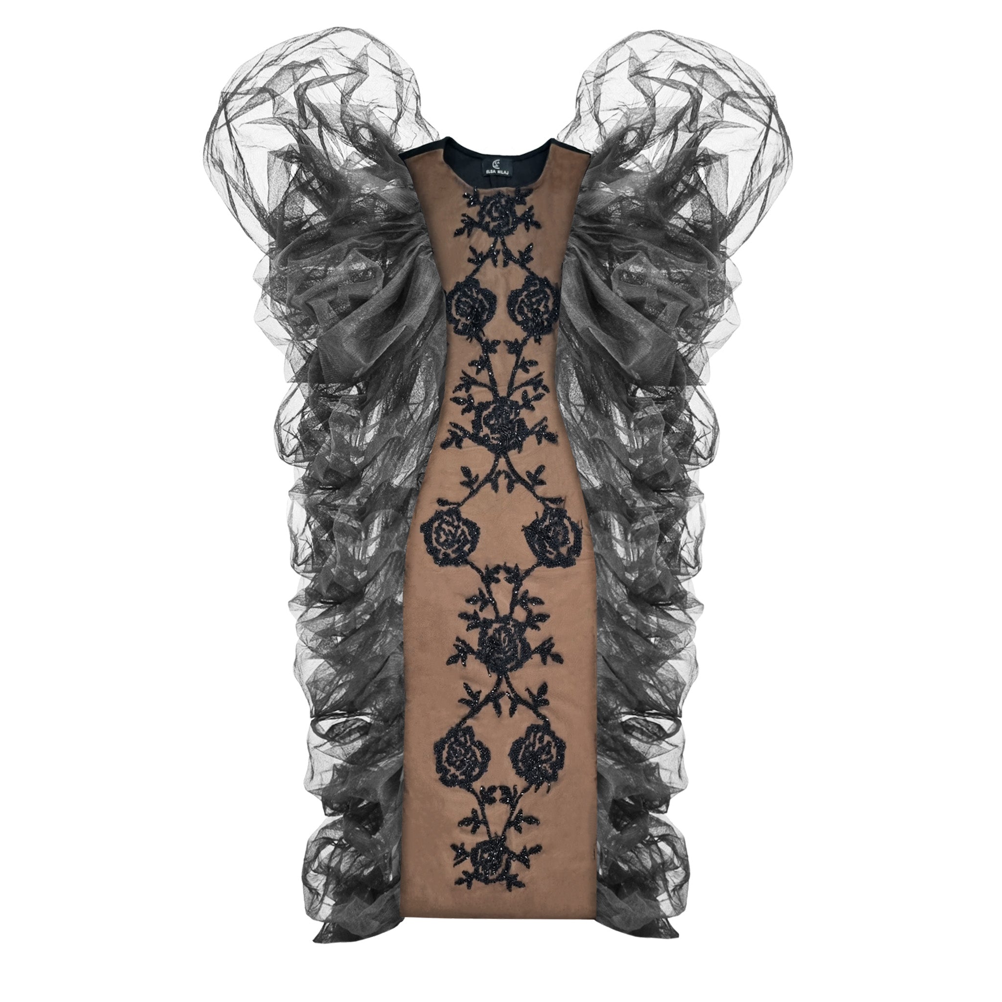 sachin and babi light blue dress Mac Duggal Cocktail Floral Embroidered Tulle Midi-Dress