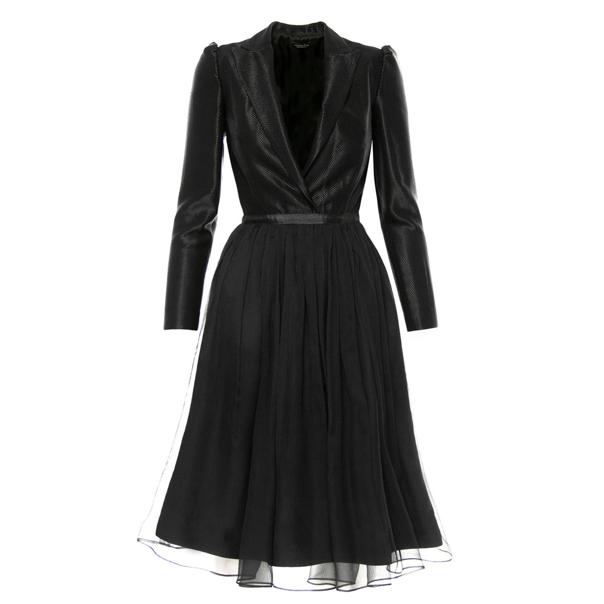 Black dress with long sleeves on a white background